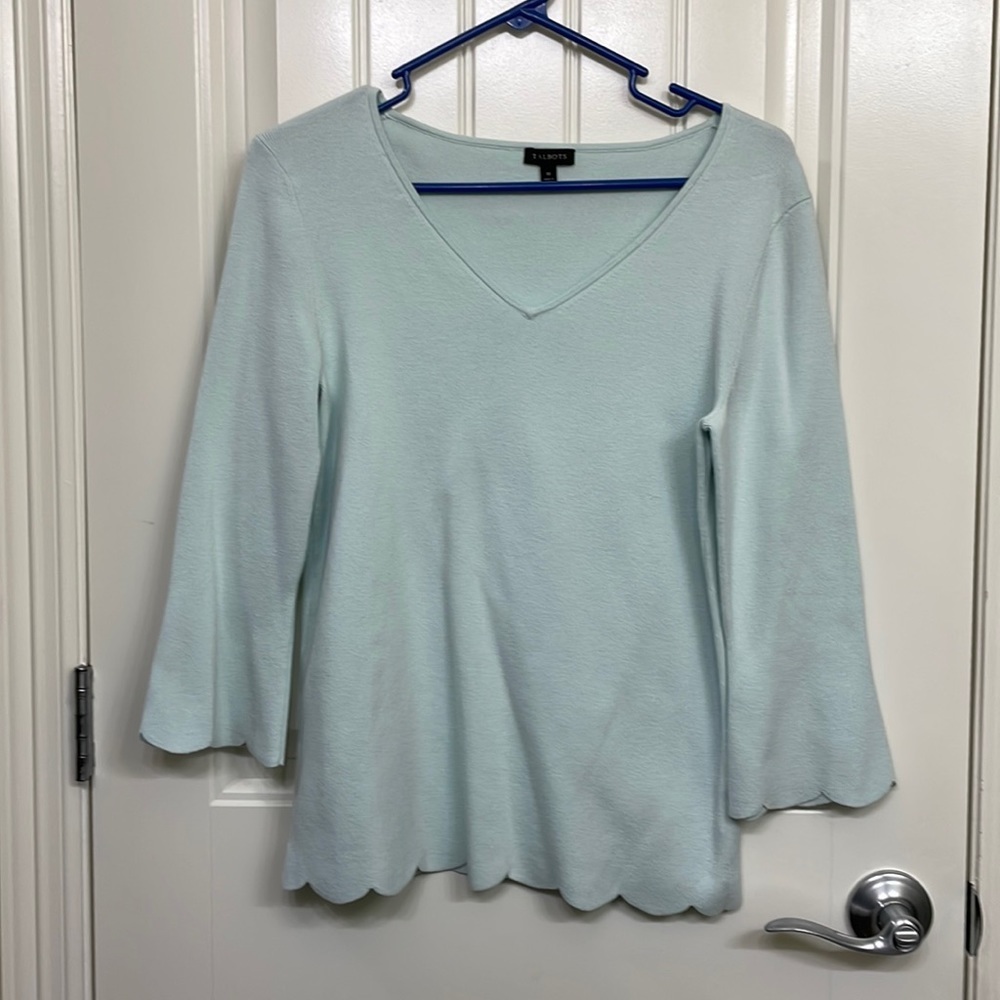 Talbots 3/4 length sleeve Sweater Size medium Pale blue/green